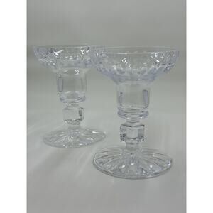Vintage Pair of Portugal Atlantis Crystal Candle Holders NO CHIPS,Old MONEY